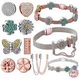 925 Silver Sparkling Mesh Braided Clover Bracelet DIY Women's Jewelry Gift