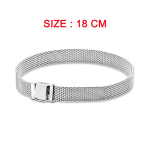 925 Silver Sparkling Mesh Braided Clover Bracelet DIY Women's Jewelry Gift