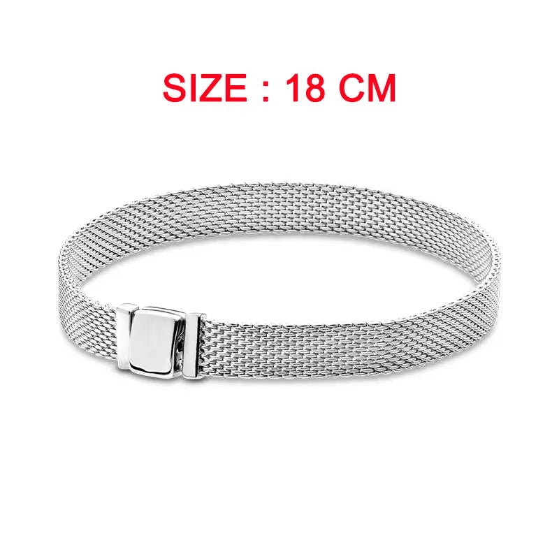 925 Silver Sparkling Mesh Braided Clover Bracelet DIY Women's Jewelry Gift