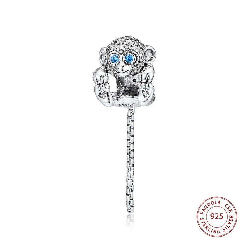 925 Silver Monkey Animal Beads for Bracelet DIY Jewelry Making