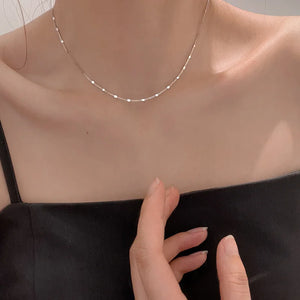 925 Silver Sparkling Necklace Disc Clavicle Chain Multifunctional Jewelry