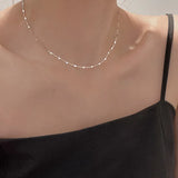 925 Silver Sparkling Necklace Disc Clavicle Chain Multifunctional Jewelry