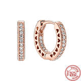 925 Silver Sparkling PAN Earrings Zircon Heart Flower Crown Clover Rose Love