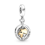 925 Silver Pav Logo Clip Beads Charms Bracelet DIY Jewelry Making