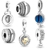 925 Silver Pav Logo Clip Beads Charms Bracelet DIY Jewelry Making