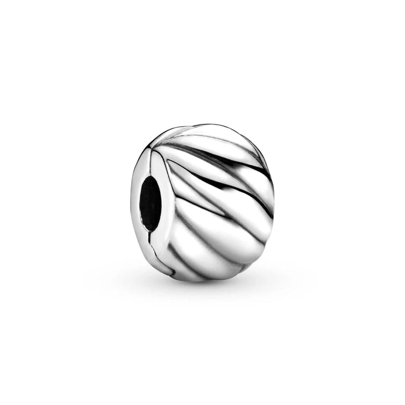 925 Silver Pave Lines & Logo Clip Charm for Bracelet DIY Jewelry Women