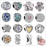 925 Silver Paw Print Ocean Mosaic Ball Charm DIY Beads