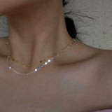 925 Silver Peach Heart Choker Necklace Sparkling Clavicle Chain Short Necklace