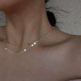 925 Silver Peach Heart Choker Necklace Sparkling Clavicle Chain Short Necklace