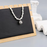 925 Silver Pearl Choker Smile Face Necklace Fine Jewelry