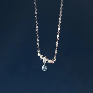 925 Silver Round Pendant Necklace Women Zircon Diamond Chain Jewelry Gift