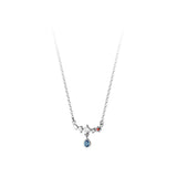 925 Silver Round Pendant Necklace Women Zircon Diamond Chain Jewelry Gift
