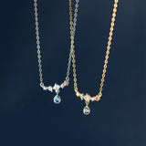 925 Silver Round Pendant Necklace Women Zircon Diamond Chain Jewelry Gift