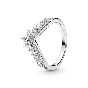 925 Silver Sparkling Row Eternity Princess Wishbone Knot Zircon Rings