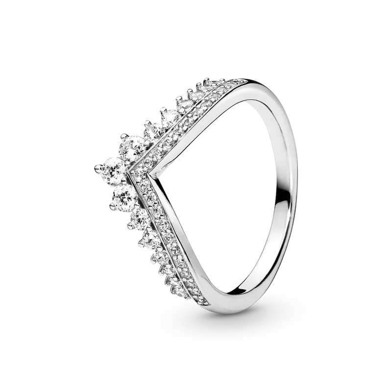 925 Silver Sparkling Row Eternity Princess Wishbone Knot Zircon Rings