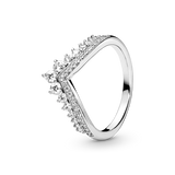 925 Silver Sparkling Row Eternity Princess Wishbone Knot Zircon Rings