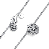 925 Silver Snowflake Pendant Necklace Women Birthday Mother's Jewelry