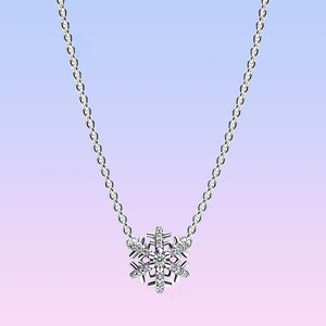925 Silver Snowflake Pendant Necklace Women Birthday Mother's Jewelry