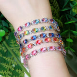 925 Silver Sparkling Strand Bracelet with Tourmaline Gemstone