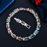 925 Silver Sparkling Strand Bracelet with Tourmaline Gemstone