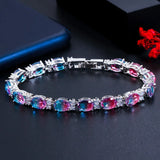 925 Silver Sparkling Strand Bracelet with Tourmaline Gemstone