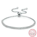 925 Silver Sparkling Strand Bracelet Women Tennis Bracelet