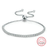 925 Sterling Silver Sparkling Strand Bracelet Women Link Tennis Bracelet