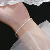 925 Sterling Silver Sparkling Strand Bracelet Women Link Tennis Bracelet