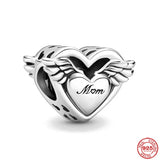 925 Silver Wings Safety Chain Charm Bead Bracelet Pendant DIY Women Jewelry