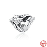 925 Silver Wings Safety Chain Charm Bead Bracelet Pendant DIY Women Jewelry