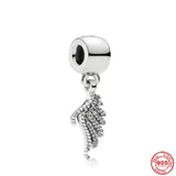 925 Silver Wings Safety Chain Charm Bead Bracelet Pendant DIY Women Jewelry