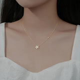 925 Silver Zircon Flower Pendant Necklace Women Clavicle Chain Jewelry
