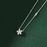 925 Silver Zircon Flower Pendant Necklace Women Clavicle Chain Jewelry