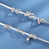 925 Silver Spiral CZ Star Beads for Charm Bracelet