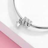 925 Silver Spiral CZ Star Beads for Charm Bracelet