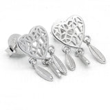 925 Silver Dream Catcher Feather Earrings Love Studs