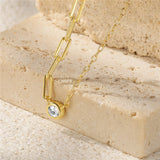925 Silver Chain Necklace Zircon Pendant Daily Jewelry
