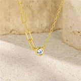 925 Silver Chain Necklace Zircon Pendant Daily Jewelry