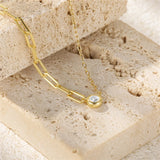 925 Silver Chain Necklace Zircon Pendant Daily Jewelry