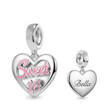 925 Silver Daisy Flower Heart Bead for Bracelet Women Charms