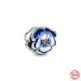 925 Sterling Silver Pink Flower Envelope Bead