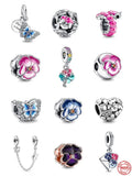 925 Sterling Silver Pink Flower Envelope Bead