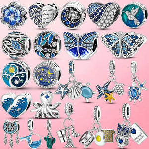 925 Silver Spring Flower Dangle Charm Beads for Bracelet
