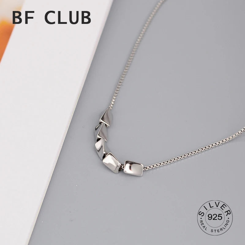 925 Silver Square Ball Choker Necklace For Women Fine Jewelry
