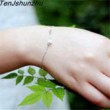 925 Silver Square Bead Charm Bracelet For Women Wedding Gift