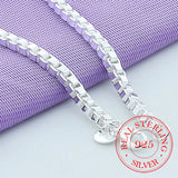 925 Silver Square Box Chain Bracelet Women Charm Wedding Party Jewelry