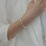 925 Silver Square Bracelets Minimalist Chain Office Style Adjustable