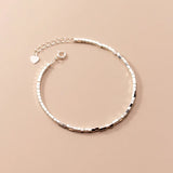 925 Silver Square Bracelets Minimalist Chain Office Style Adjustable