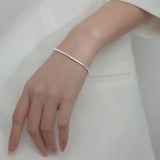 925 Silver Square Bracelets Minimalist Chain Office Style Adjustable