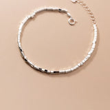 925 Silver Square Bracelets Minimalist Chain Office Style Adjustable